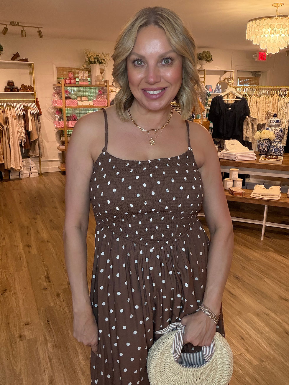 Thumbnail: brown smocked polka dot midi