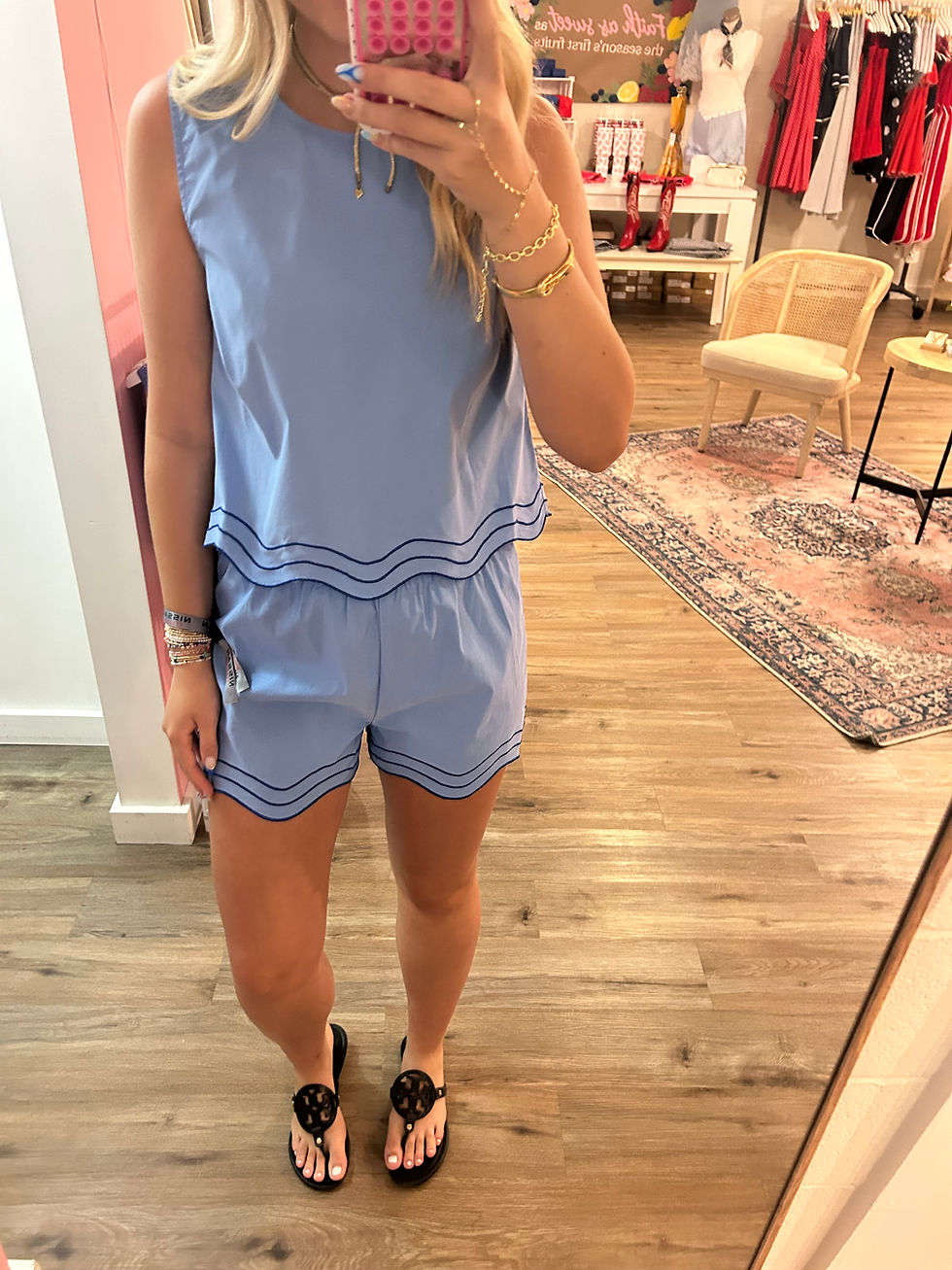 Thumbnail: Blue Scallop Hem Shorts