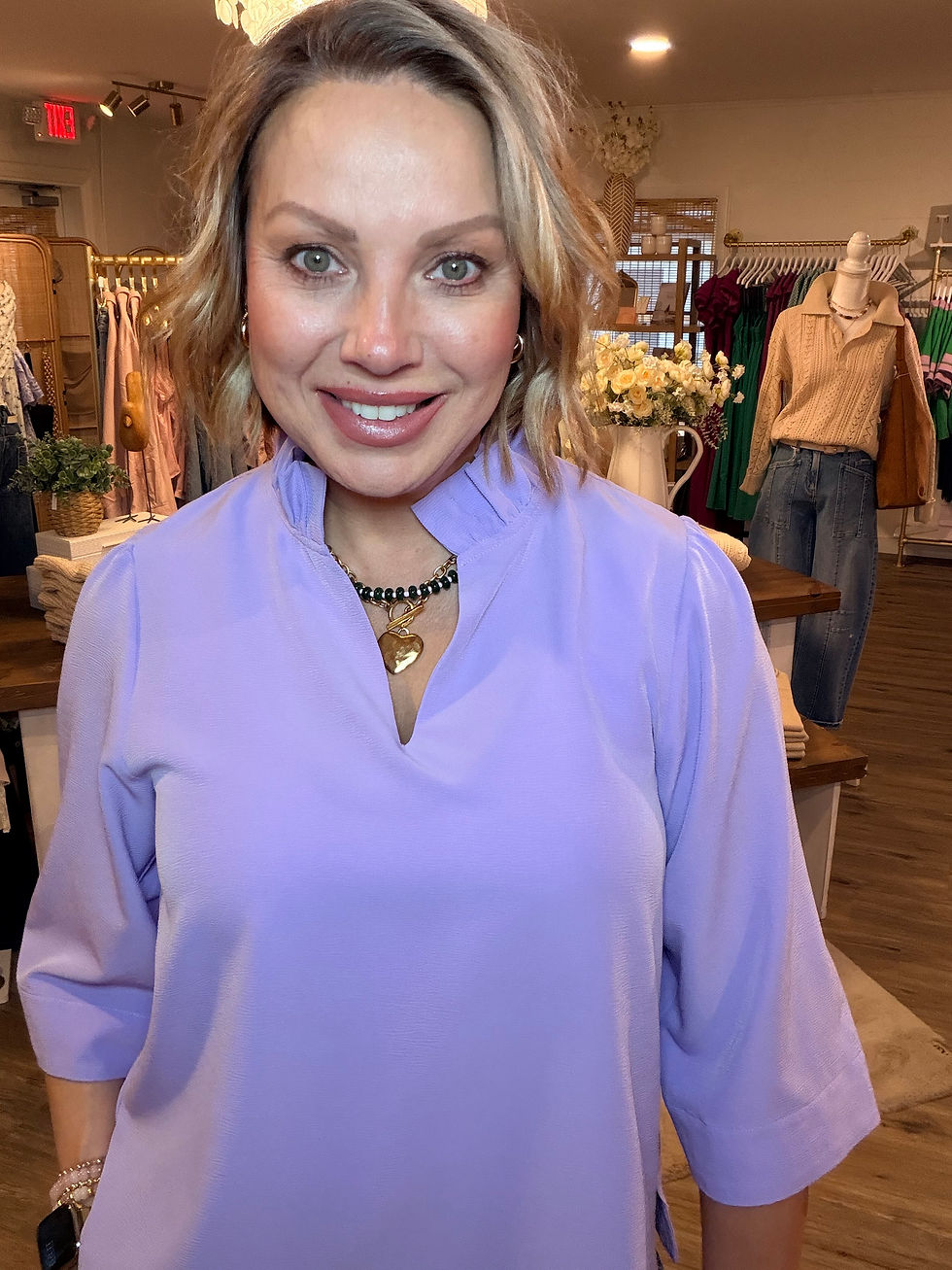 Thumbnail: Lavender Ruffle V-neck Top