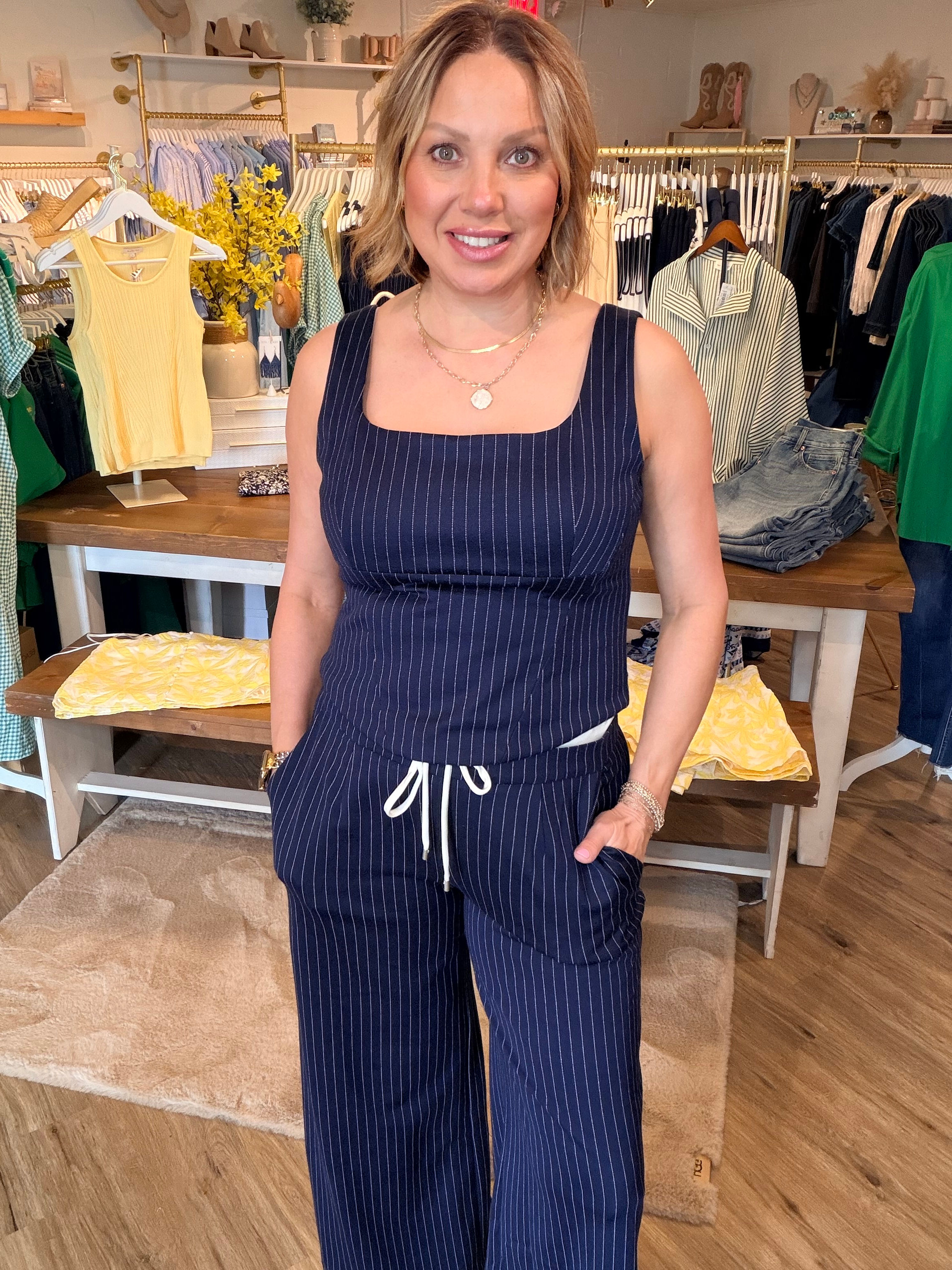 Navy And White Stripe Tank