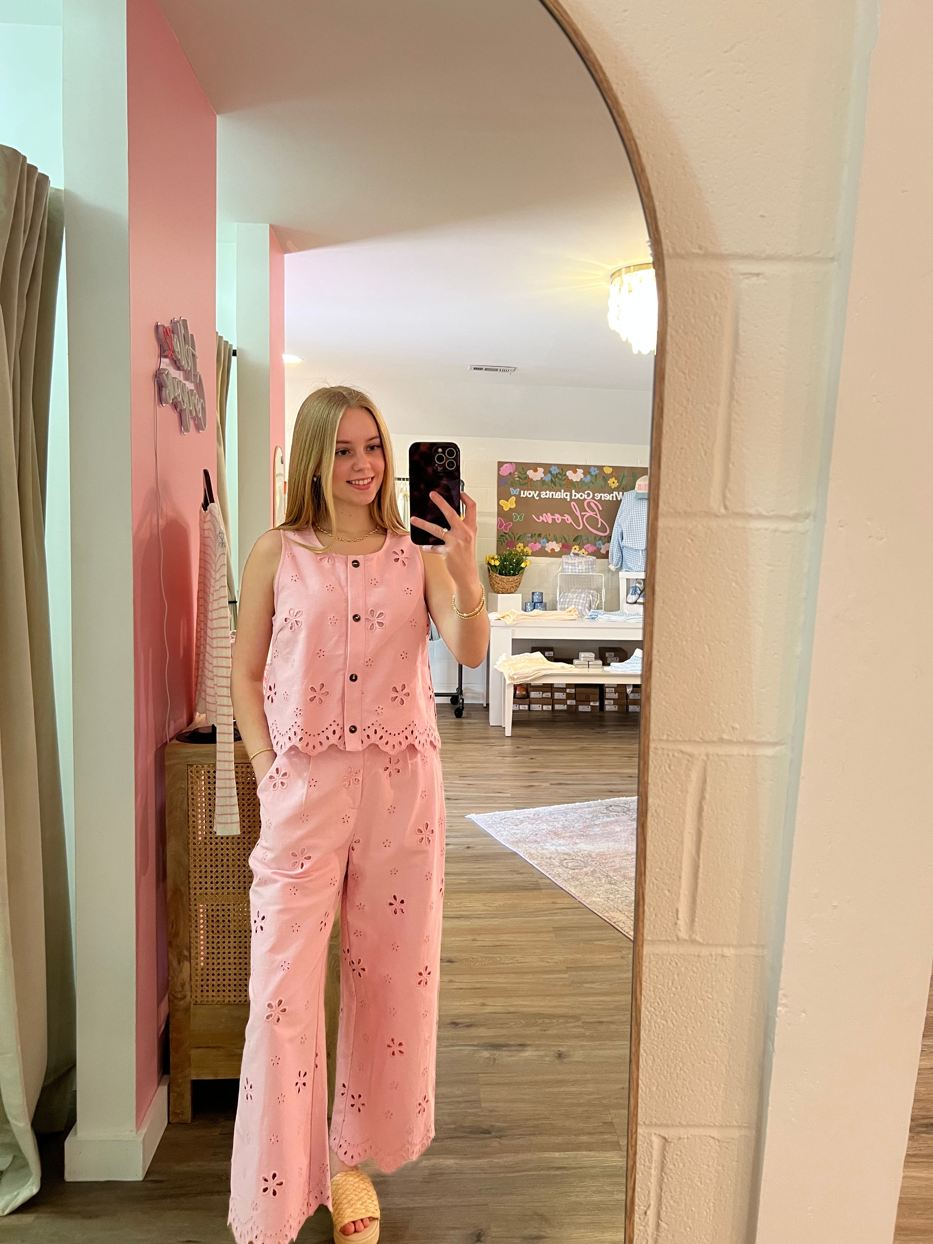 Light Pink Eyelet Pants