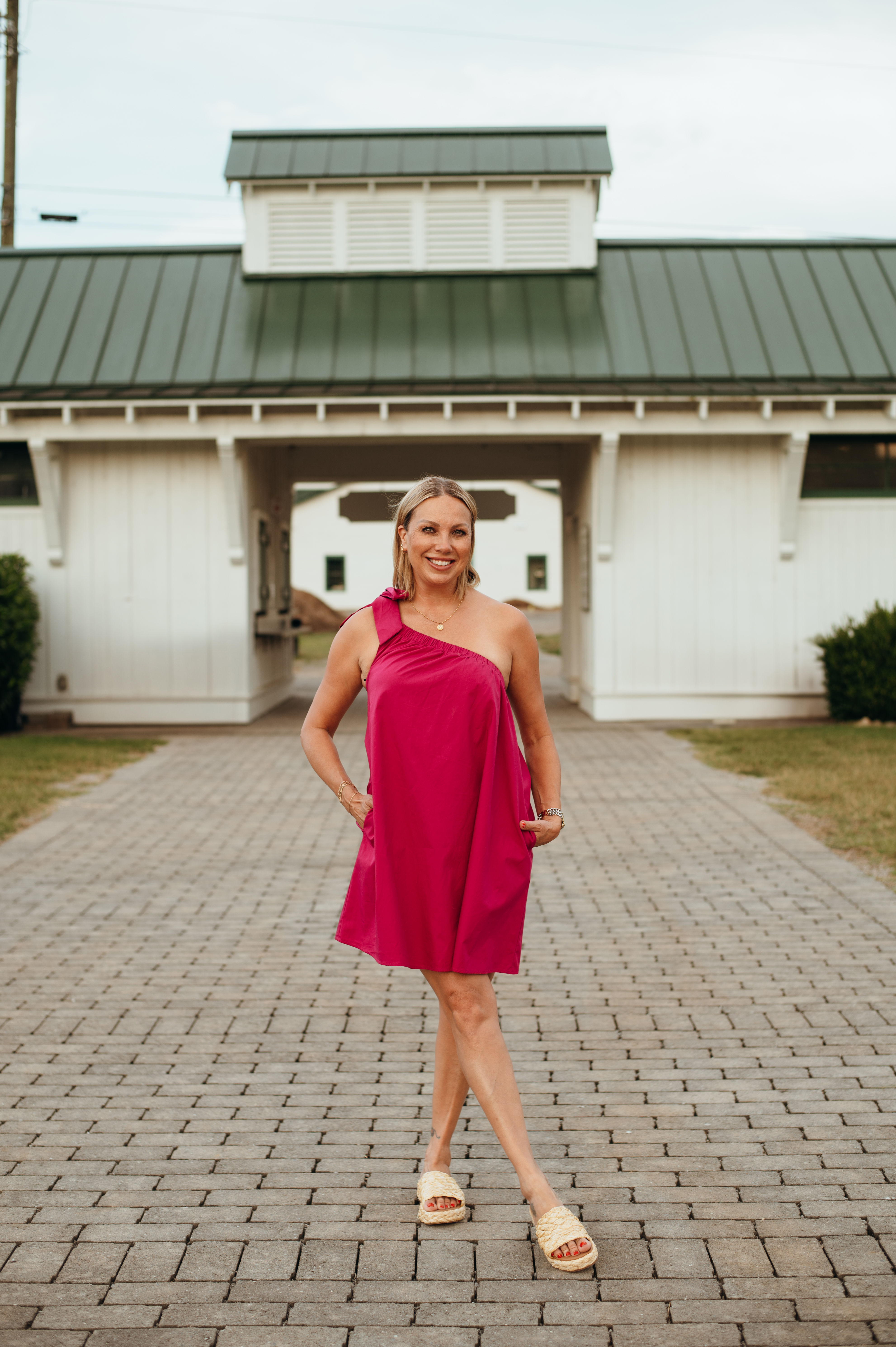 Magenta One Shoulder Mini Dress