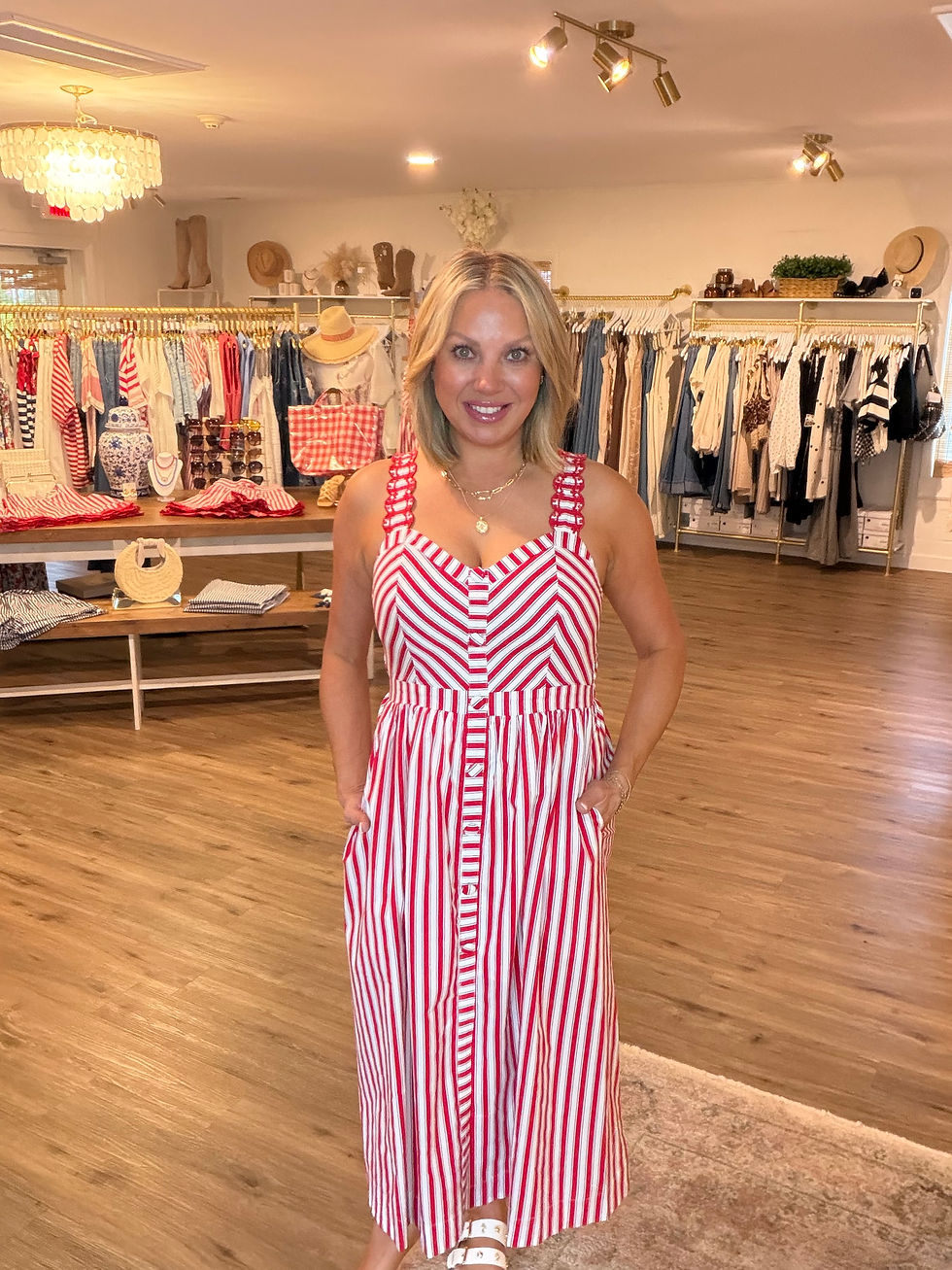 Thumbnail: Red & White Striped Midi Dress