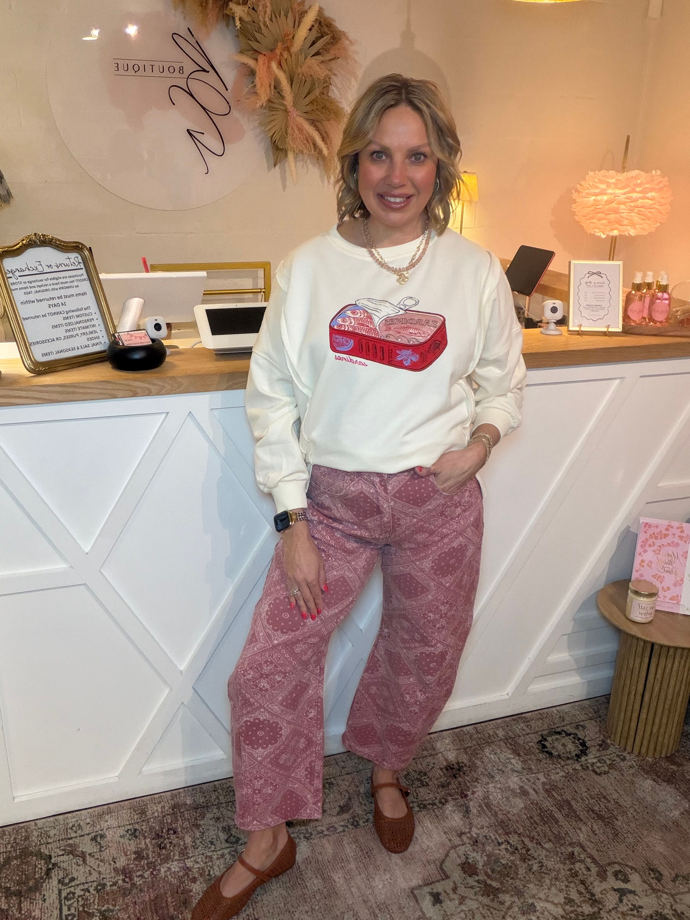 Dusty Red Bandana Jeans