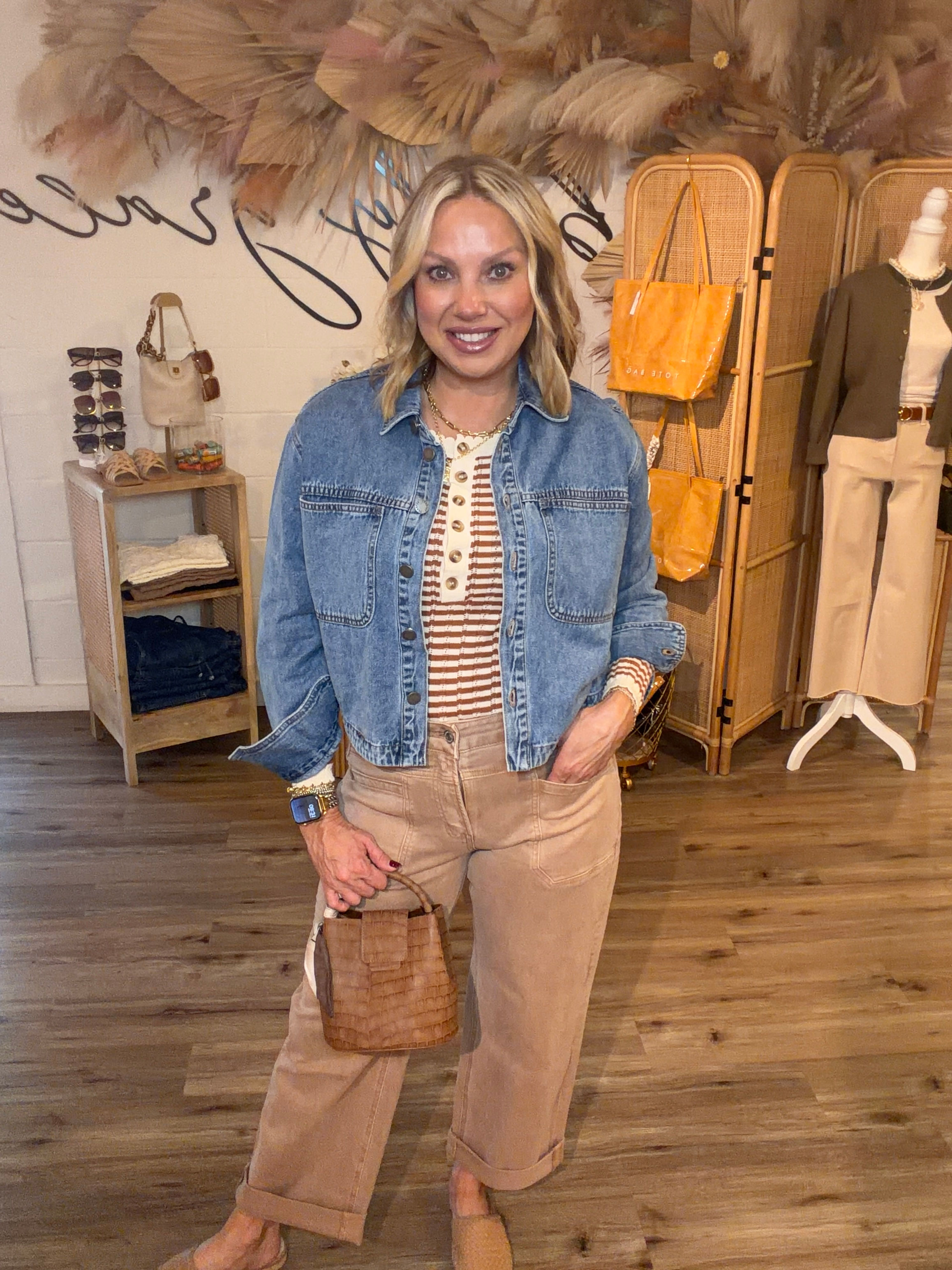 Washed Denim Cropped Shacket