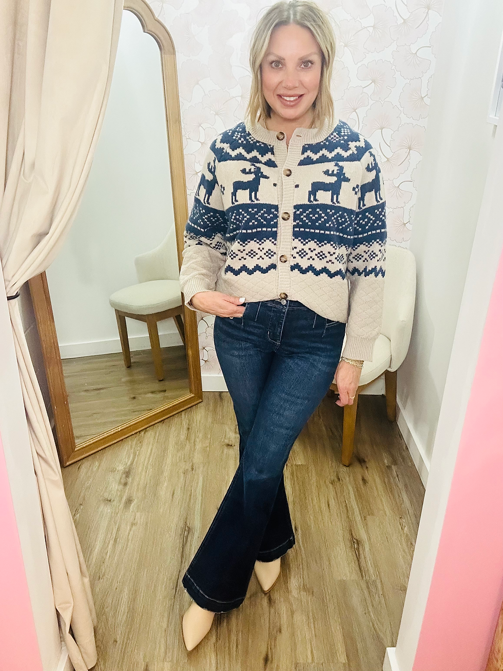 Thumbnail: Cream And Navy Sweater