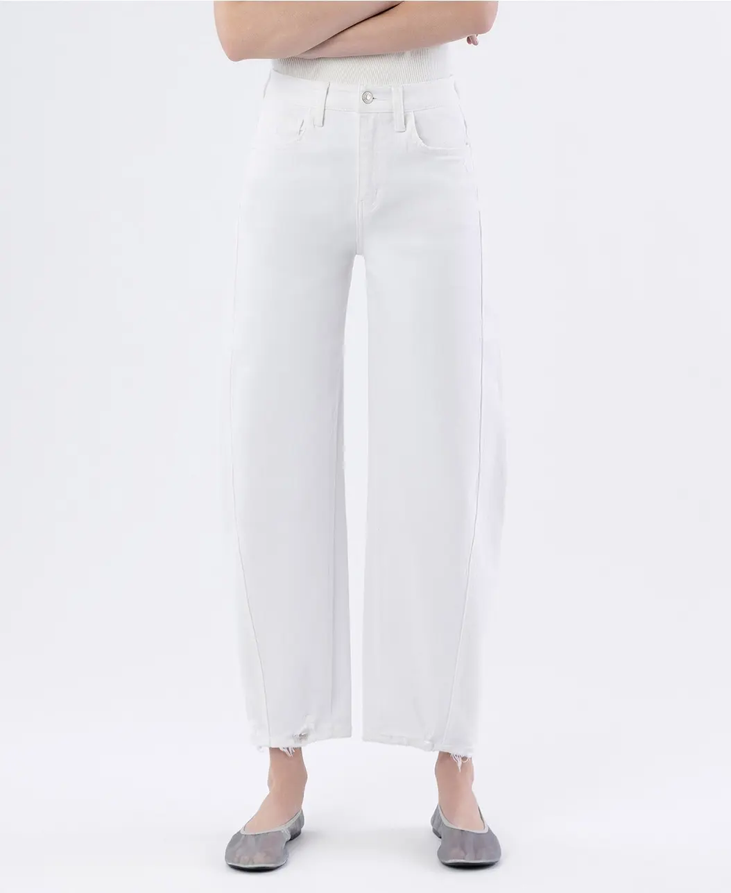 White Super High Barrel Jeans