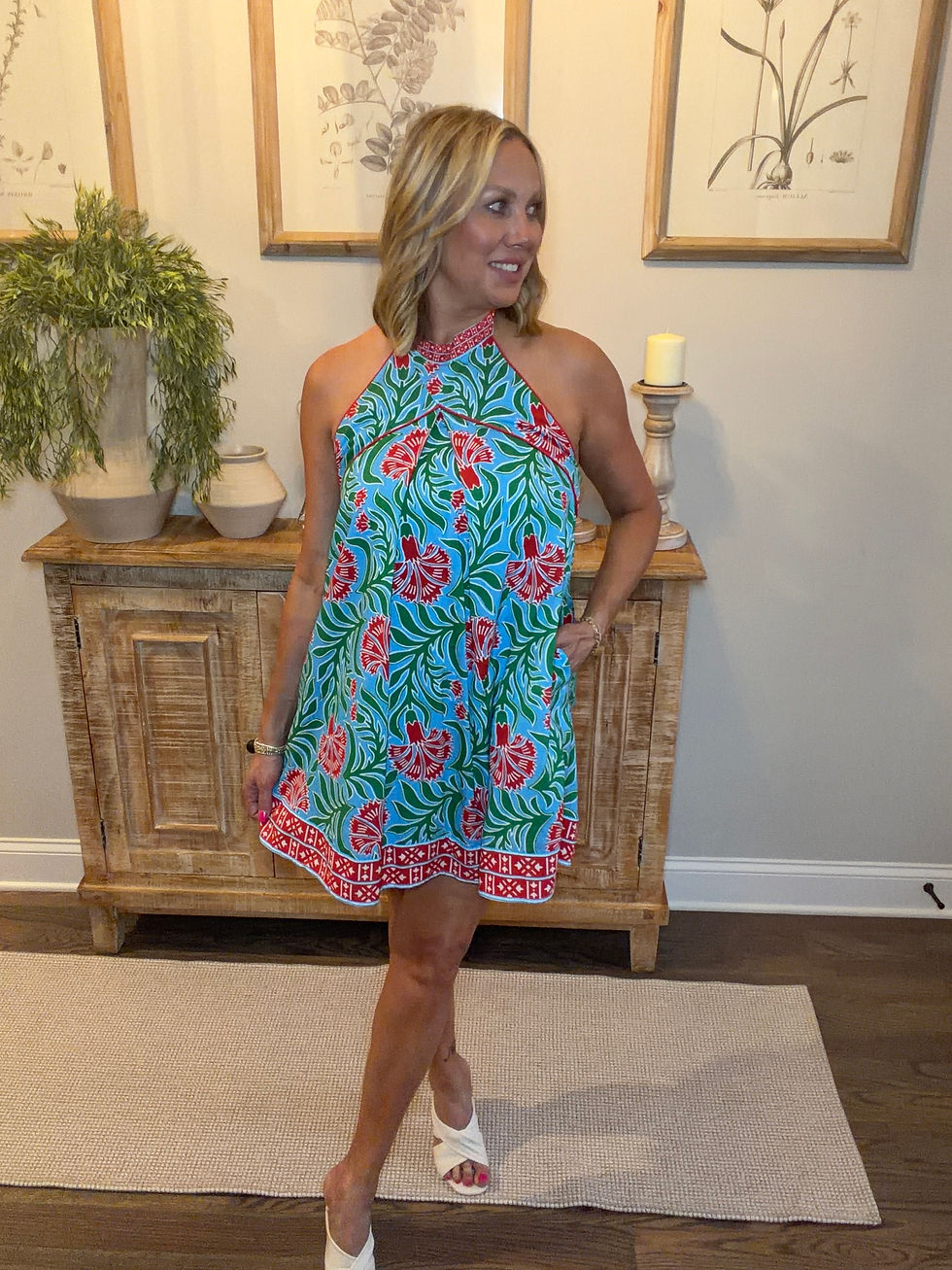 Thumbnail: Floral Print Open Back Halter Mini Dress