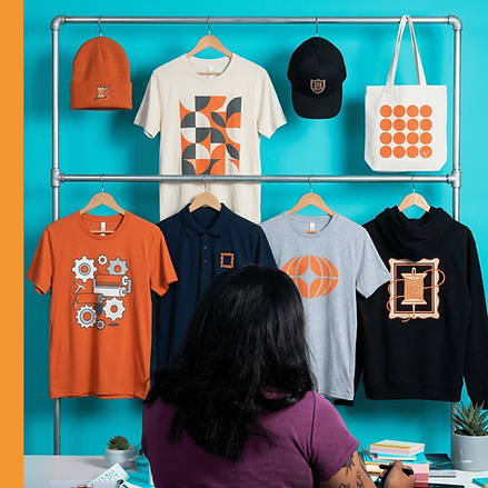 Generate a 1920x1080 image of a hero banner for a screen printing and embroidery company.