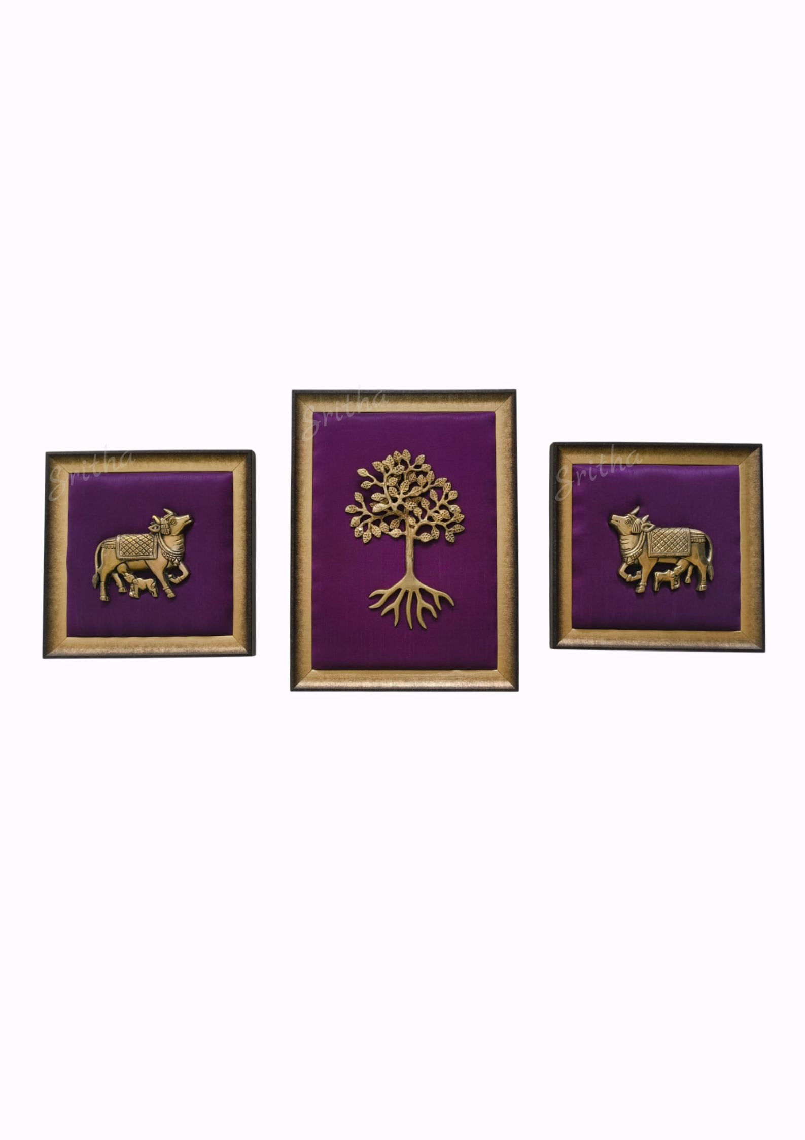 Rooted Nurturing - Brass Cows and Tree of Life - Mystical purple