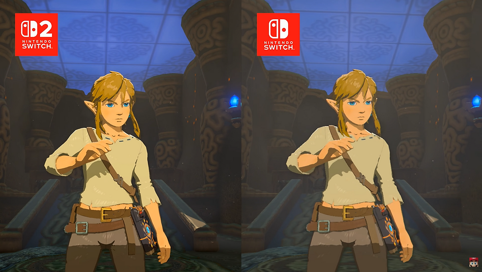 Comparativo oficial de Breath of The Wild no Switch e Switch 2 (Imagem: Nintendo/Reprodução)