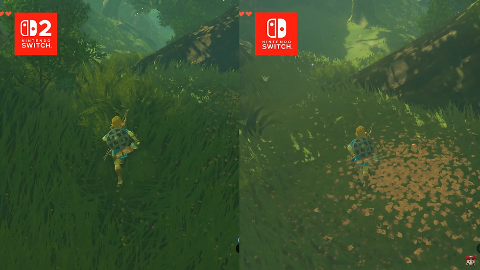 Comparativo oficial de Breath of The Wild no Switch e Switch 2 (Imagem: Nintendo/Reprodução)