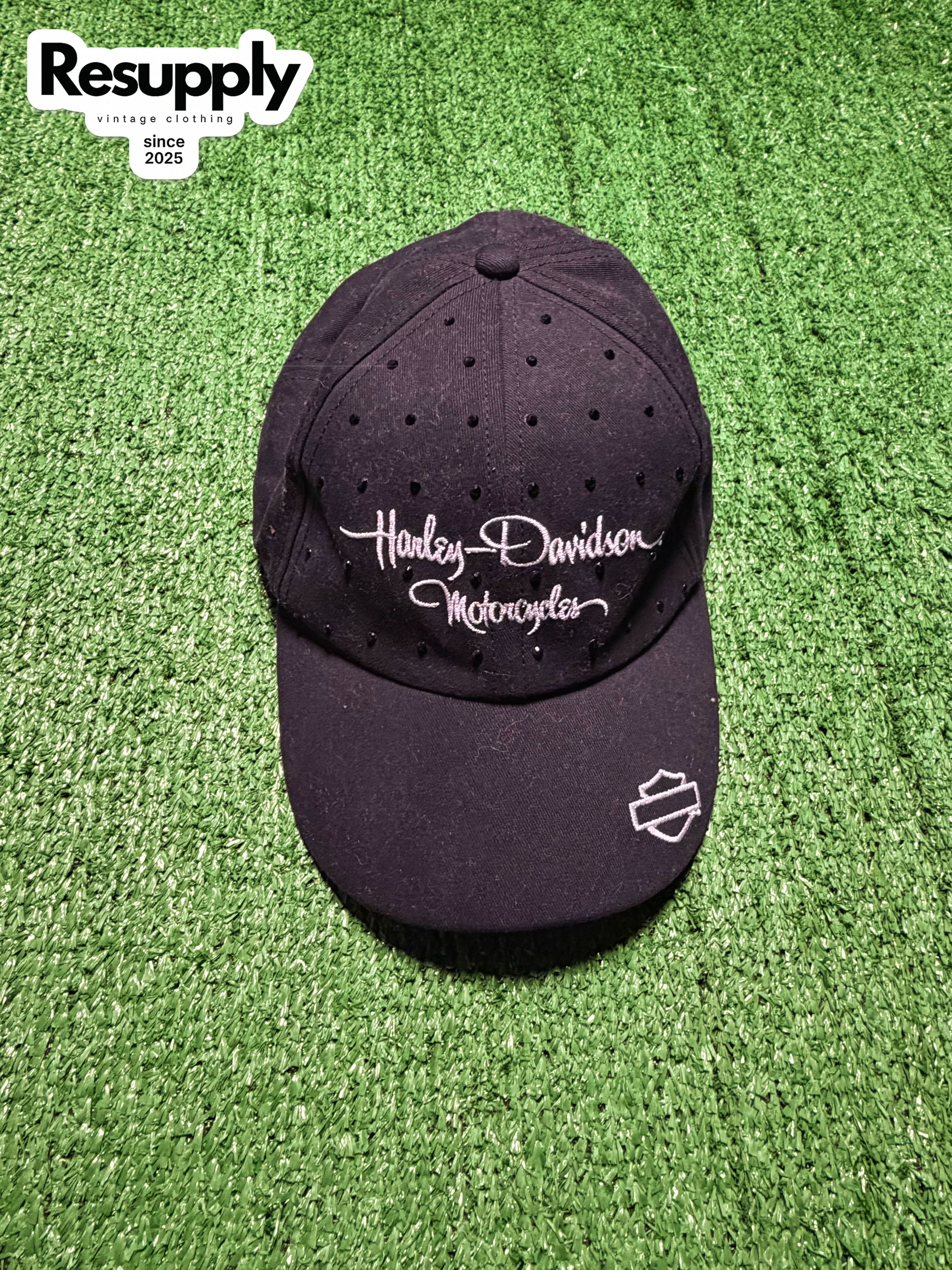 Harley Davidson Black Rhinestones Snap Back Size OS