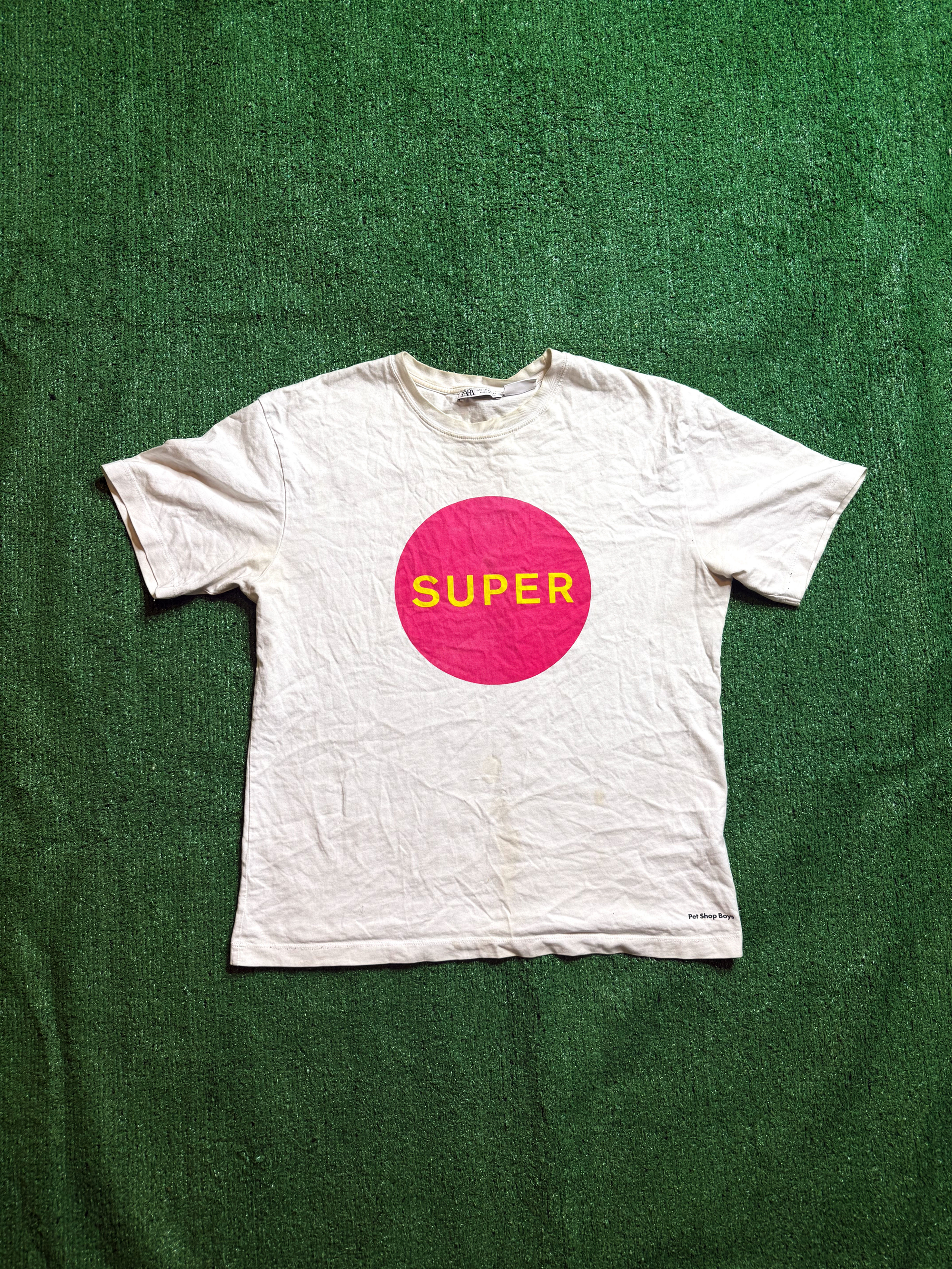 Zara x The Pet Shop Boys "Super" White Tee Size Medium 