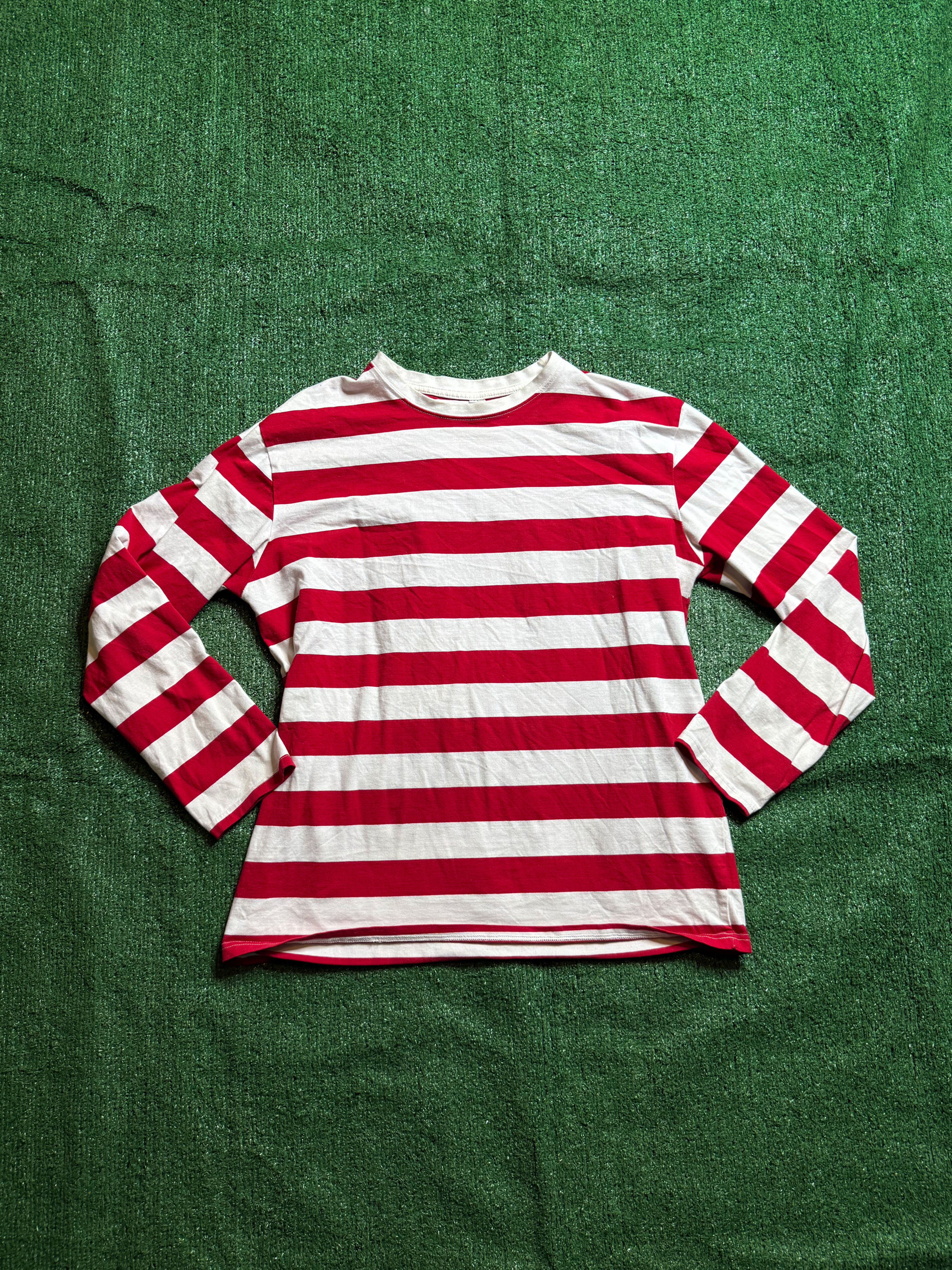 Long Sleeve Red & White Tee Size XL