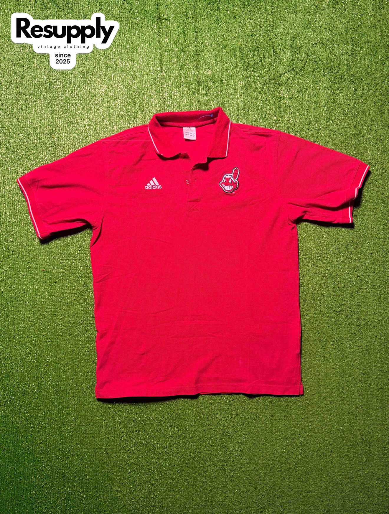 90s Adidas Cleveland Indians Red Polo Men’s Size Medium