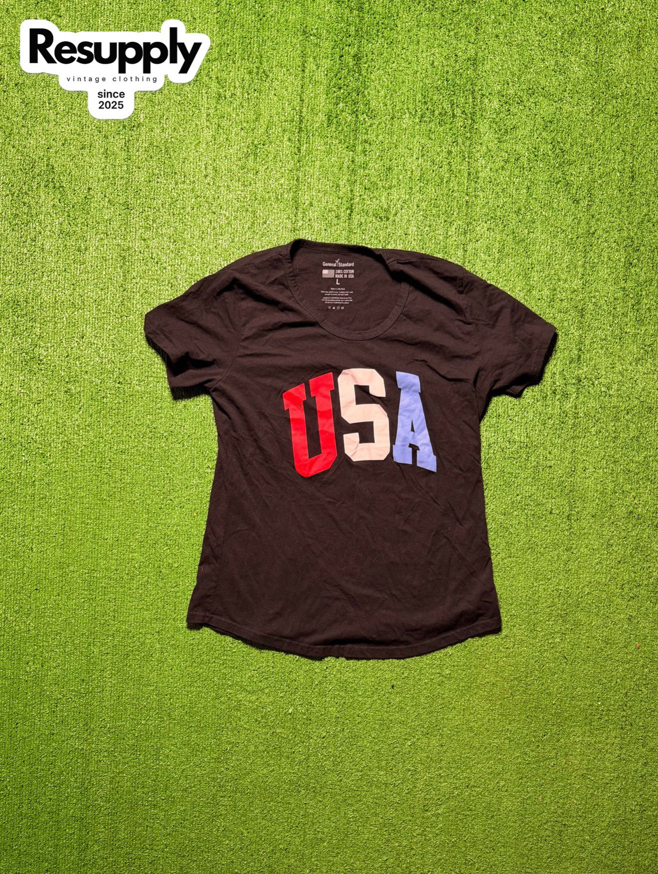 USA Black V-Neck Women’s Size Large 