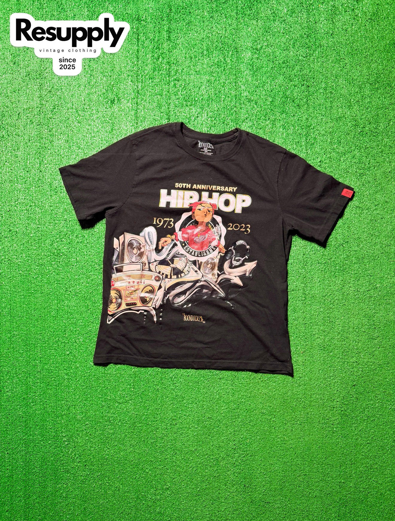 Huey Freeman Boondocks 50th Anniversary Hip Hop 1973-2023 Tee Size Large 