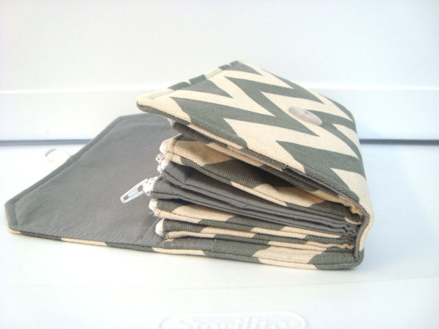 Thumbnail: Cash Envelope Budget Wallet With Zipper Envelopes - Gray and Natural Chevron