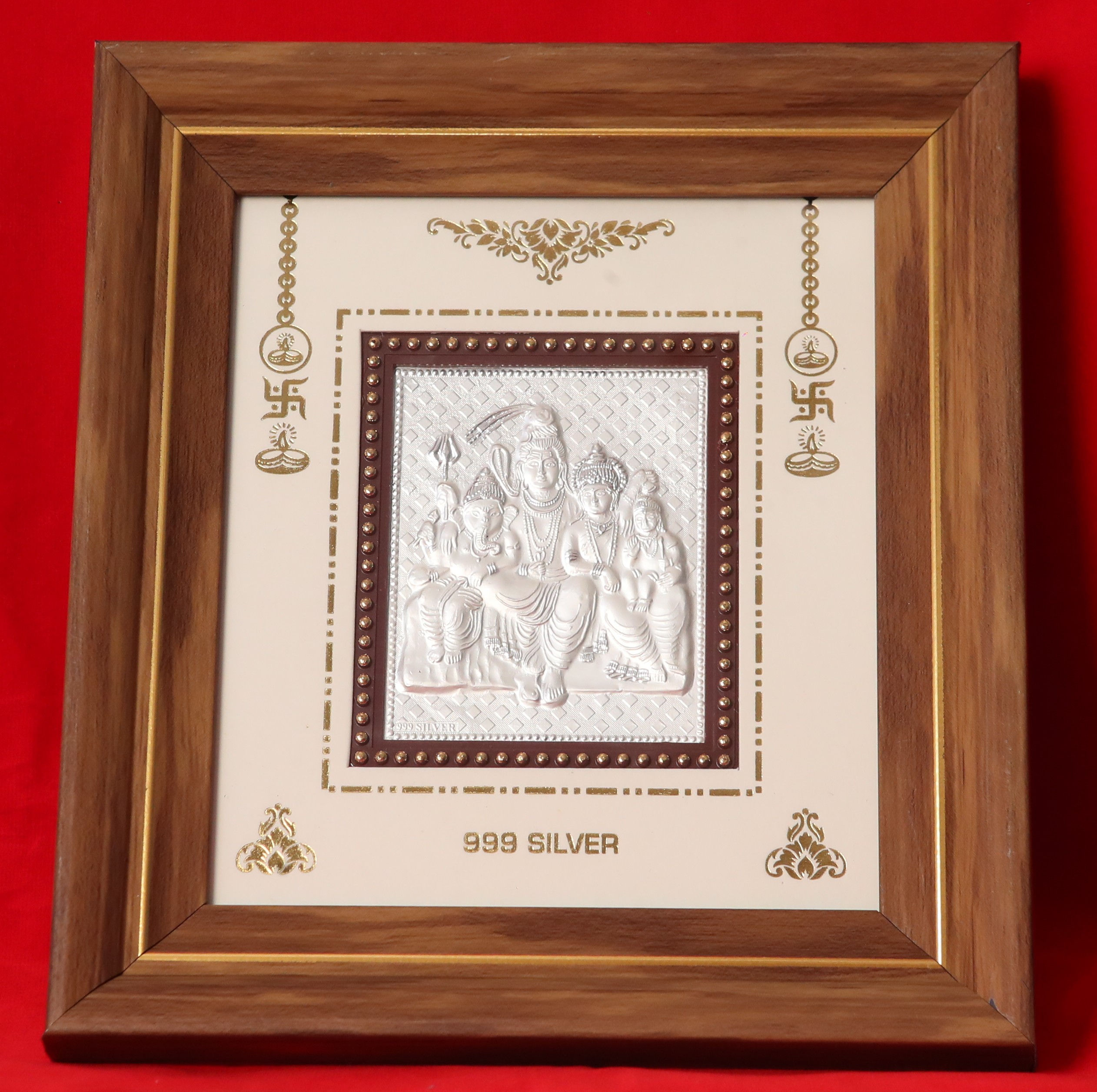Silver Plated Lord Shiva Family Frame