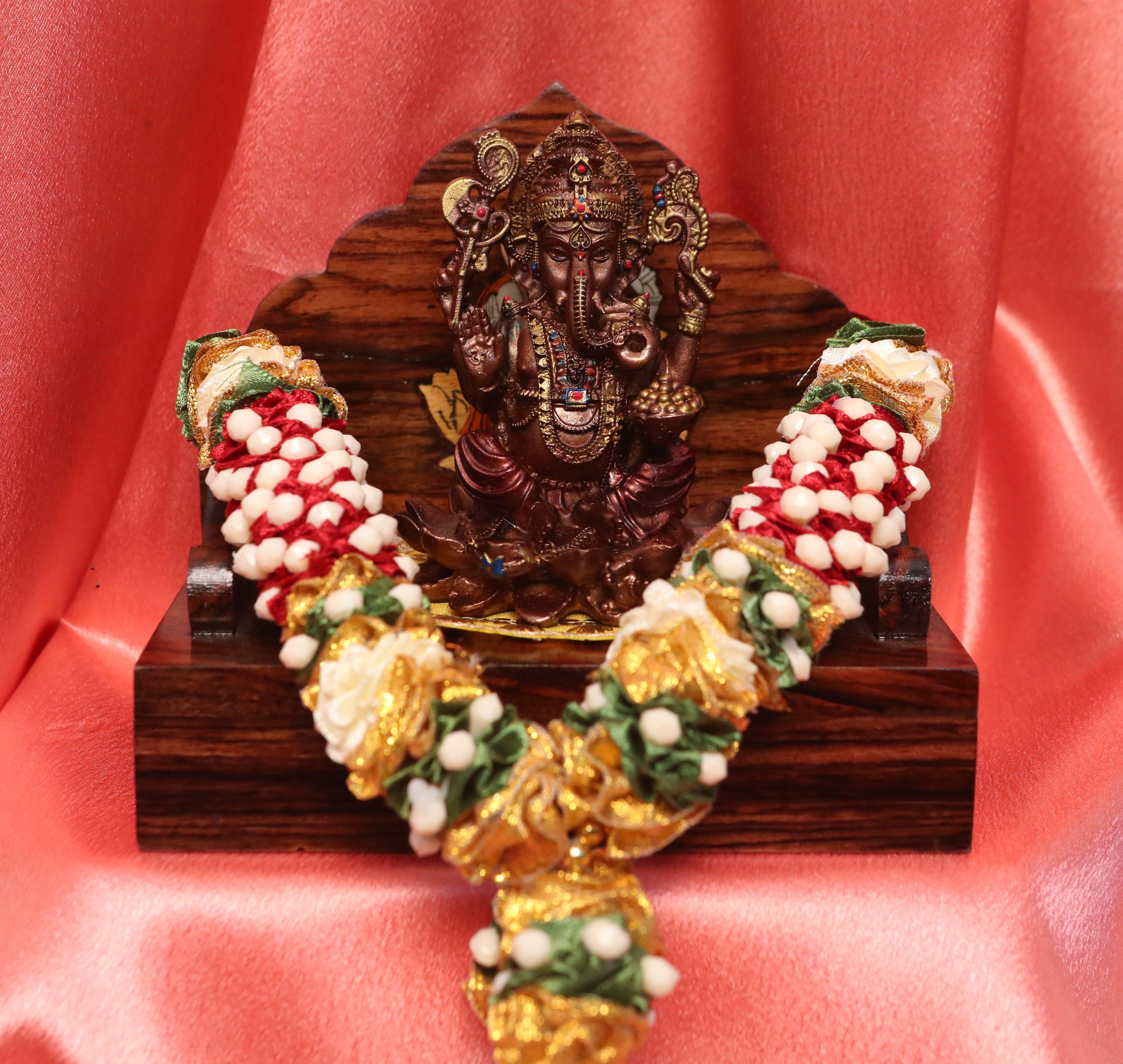 Lord Ganesha on Lotus (Copper Finish Mandaasana Setup)