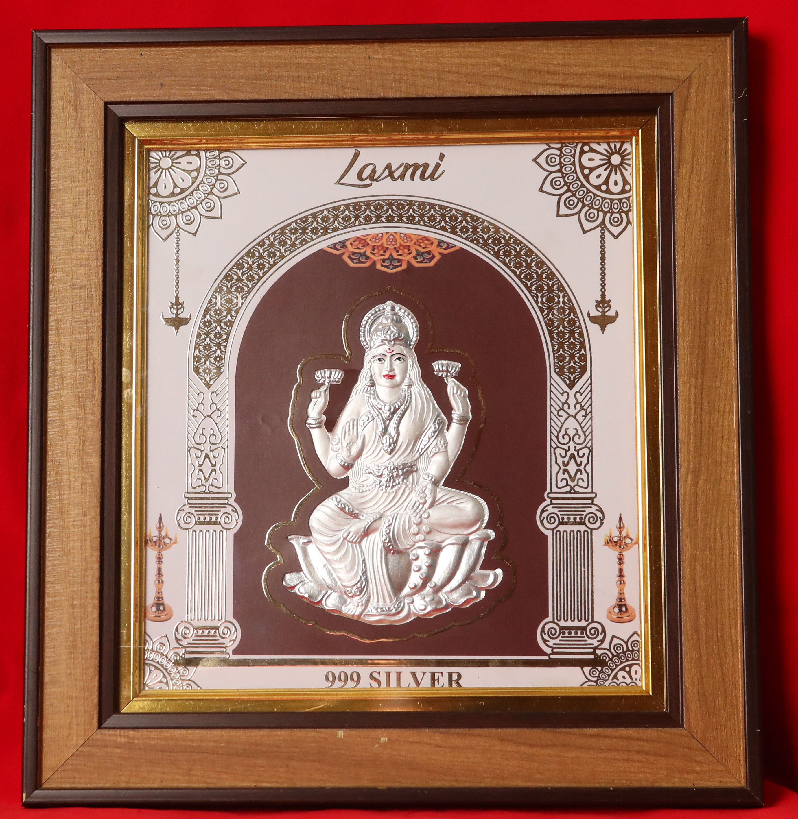 Silver Plated Goddess Lakshmi (Double Border Arch Frame)