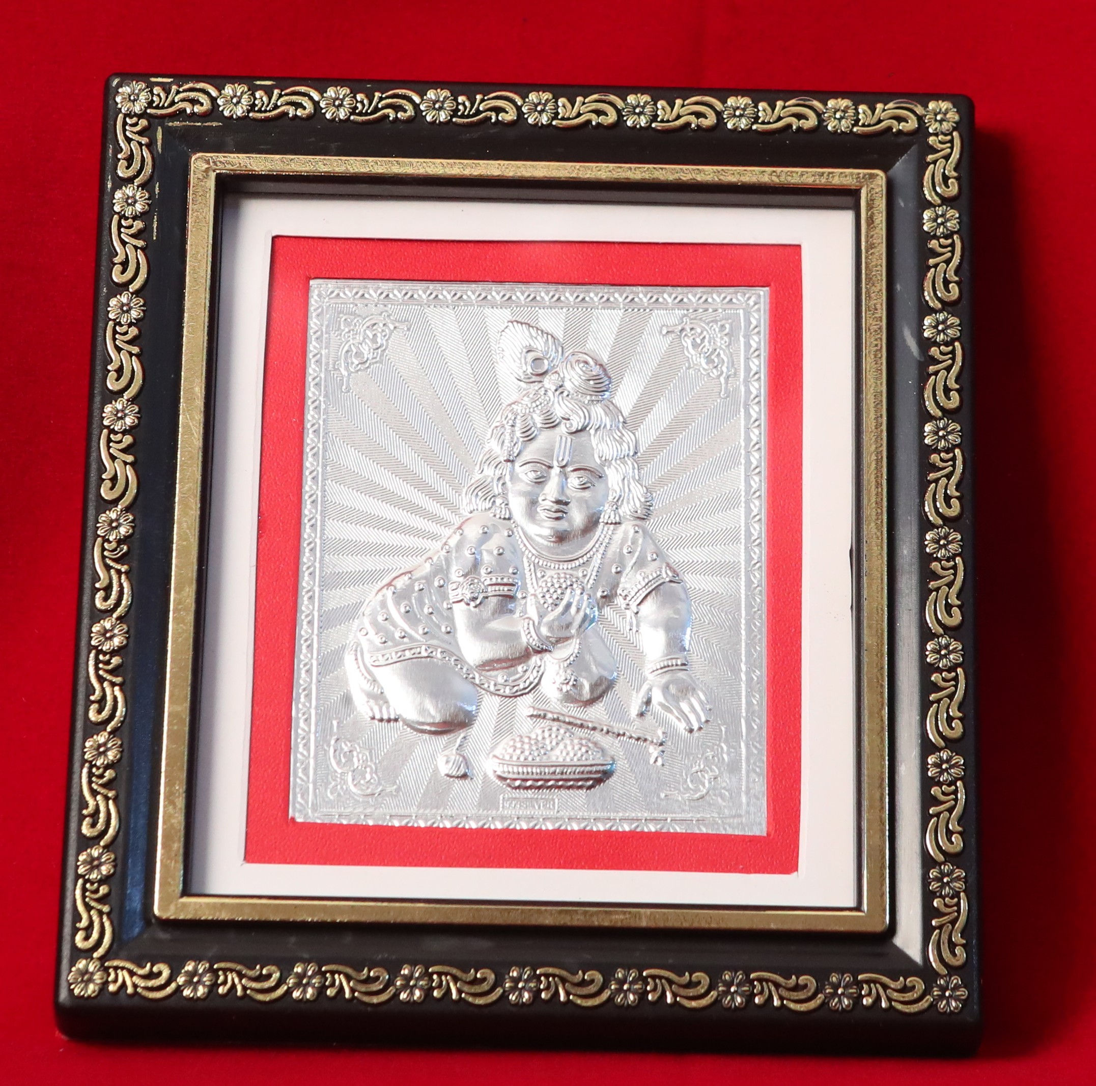 Silver Plated Balagopala (Broad Brown Frame Stand)