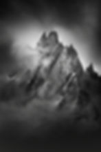 Aiguilles de Chamonix en noir et blanc - massif du mont blanc
