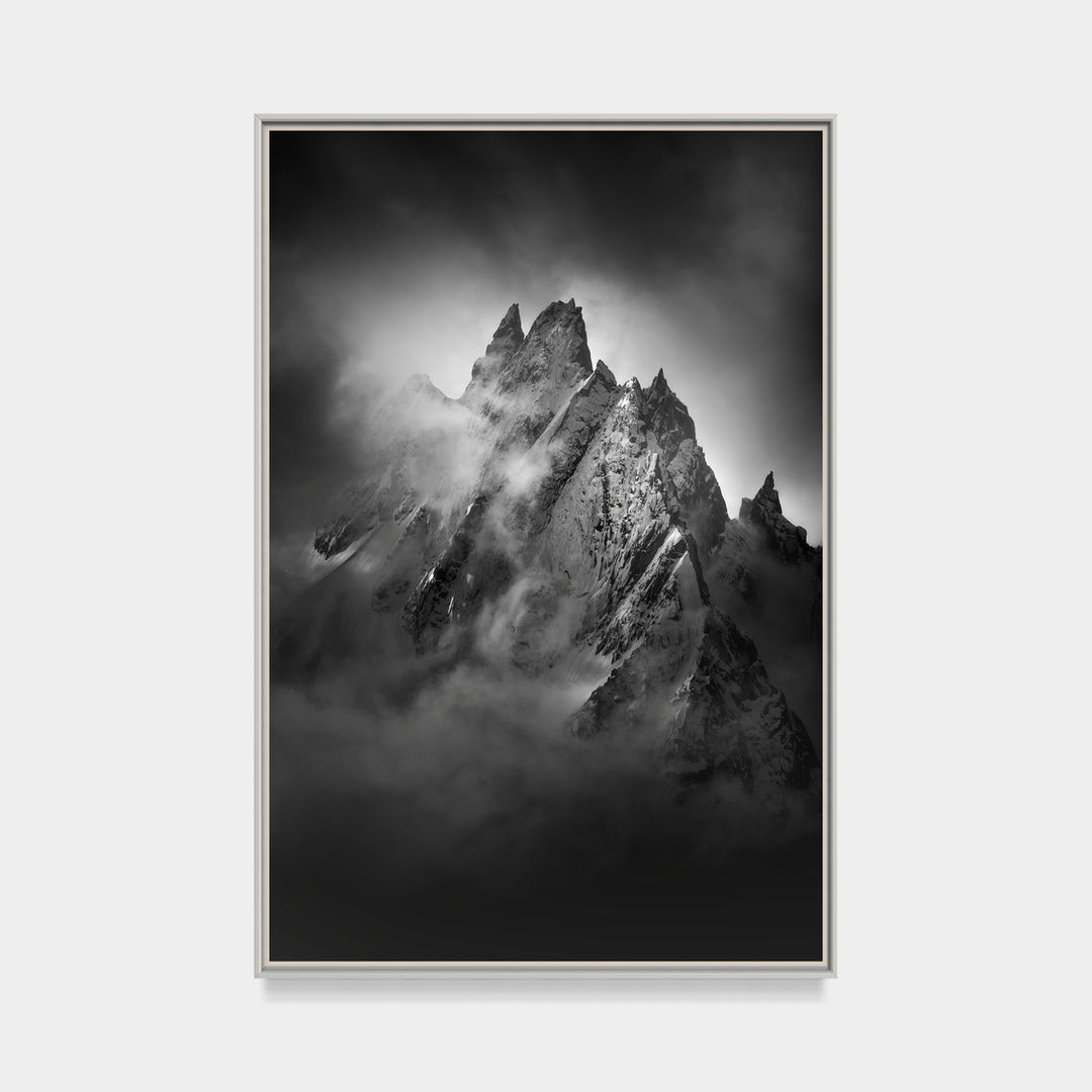 Aiguilles de Chamonix en noir et blanc - massif du mont blanc