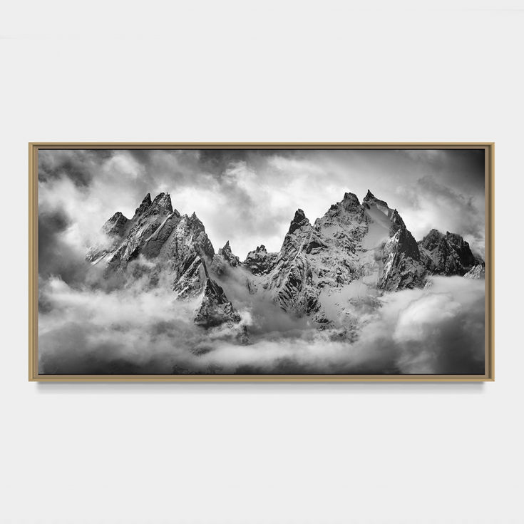 Panorama des Aiguilles de Chamonix en Noir et Blanc