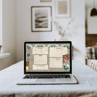 ordinateur portable avec fond d'écran de Laura Rachez