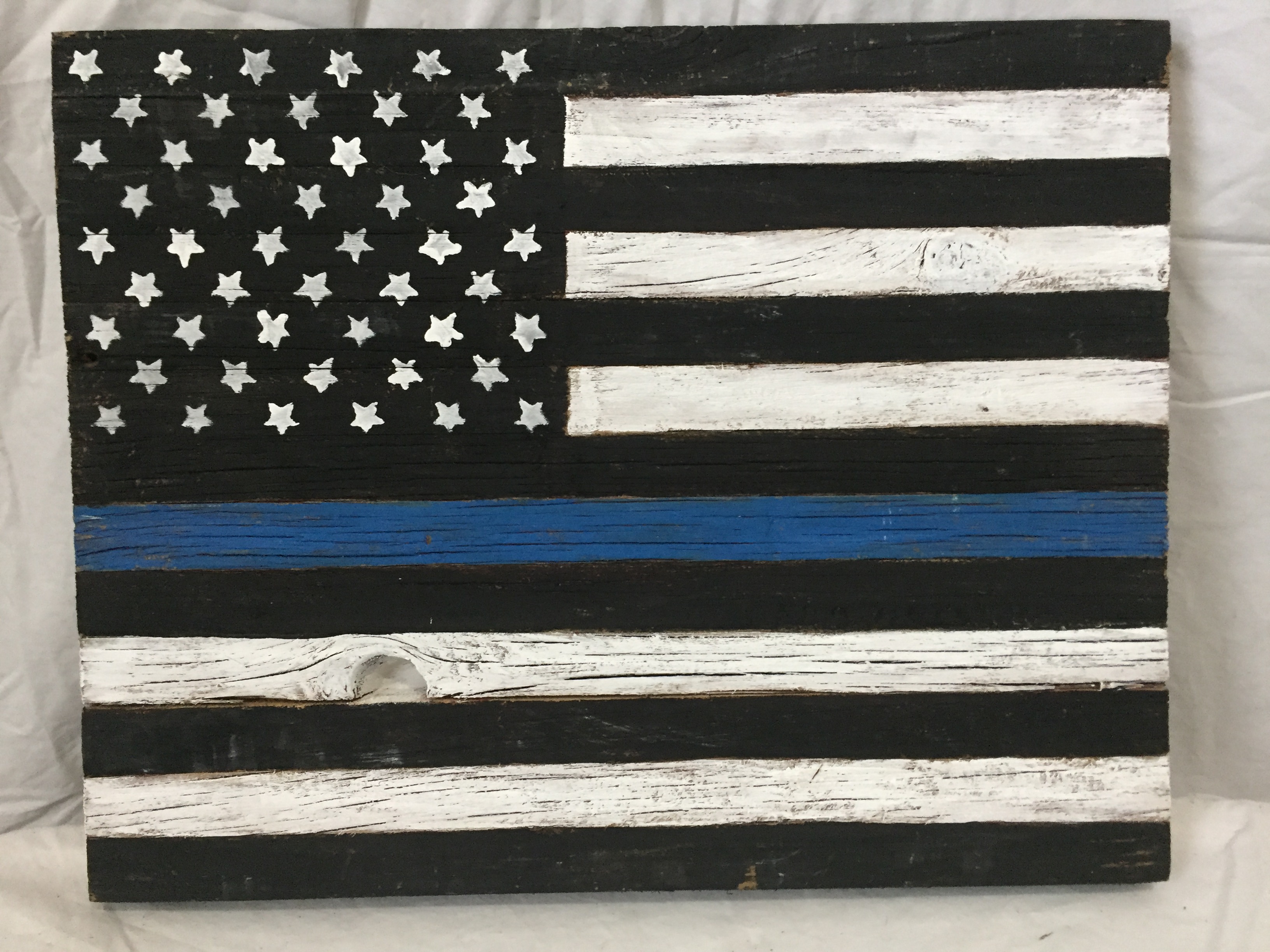 Barn Wood Thin Blue Line Flag