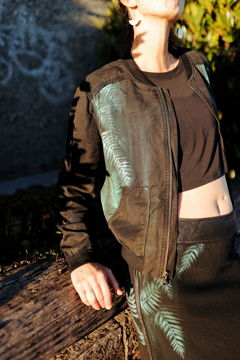 Thumbnail: Hand-painted Black Cotton Jacket  -  Size M