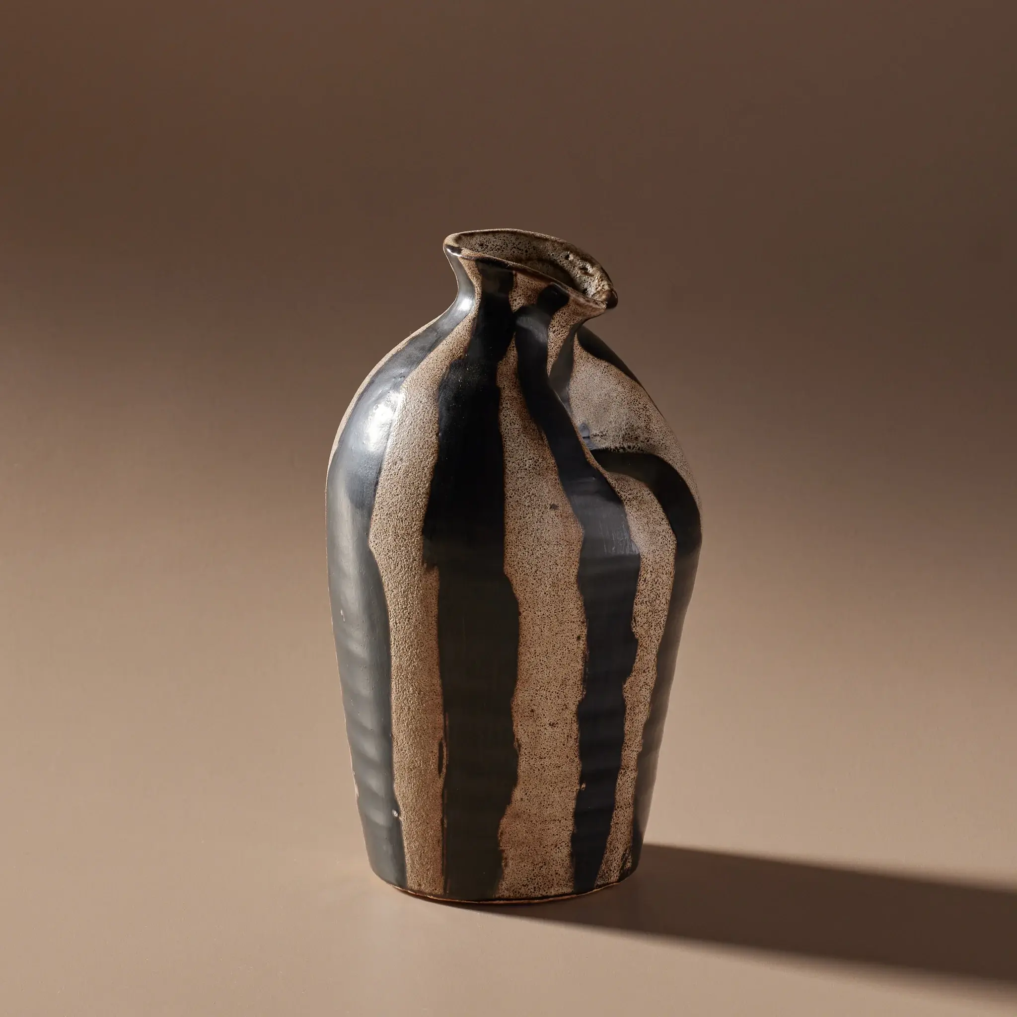 sculptural & organic handcrafted vase, hand painted, natural