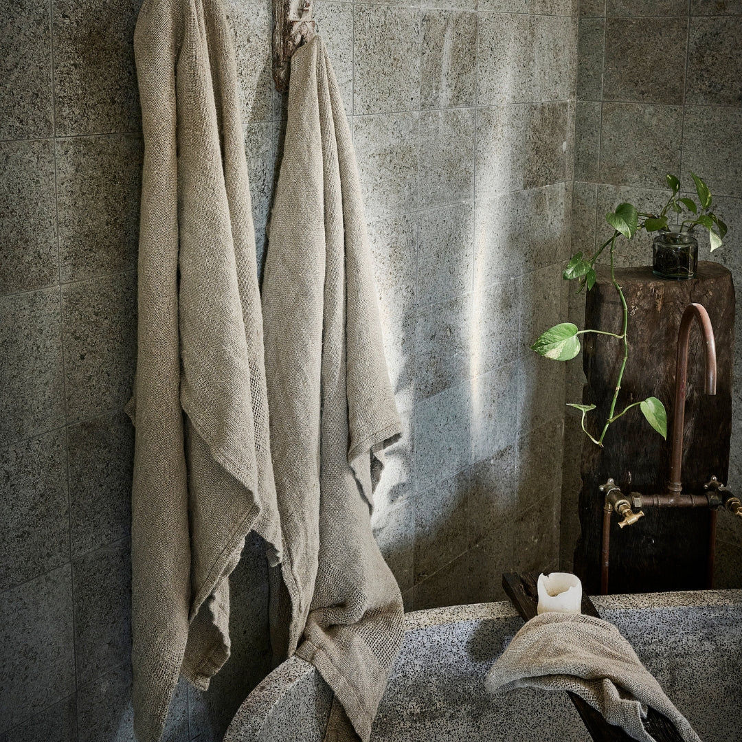 handwoven natural linen bath towel