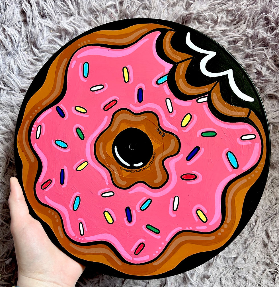 Thumbnail: ‘STRAWBERRY DONUT’ Vinyl Record Painting