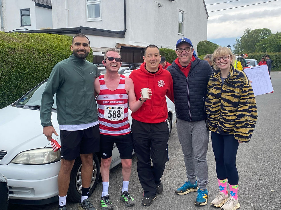 Hardik, Brian, Luc, Tim and Eleanor after Brian’s strong finish on Stage 4.