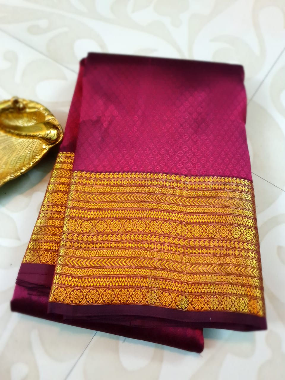 Thumbnail: 🦚1GM ZARI Pure zari *Pure Kanchipuram* with rich pallu n blouse  CODE12300JT