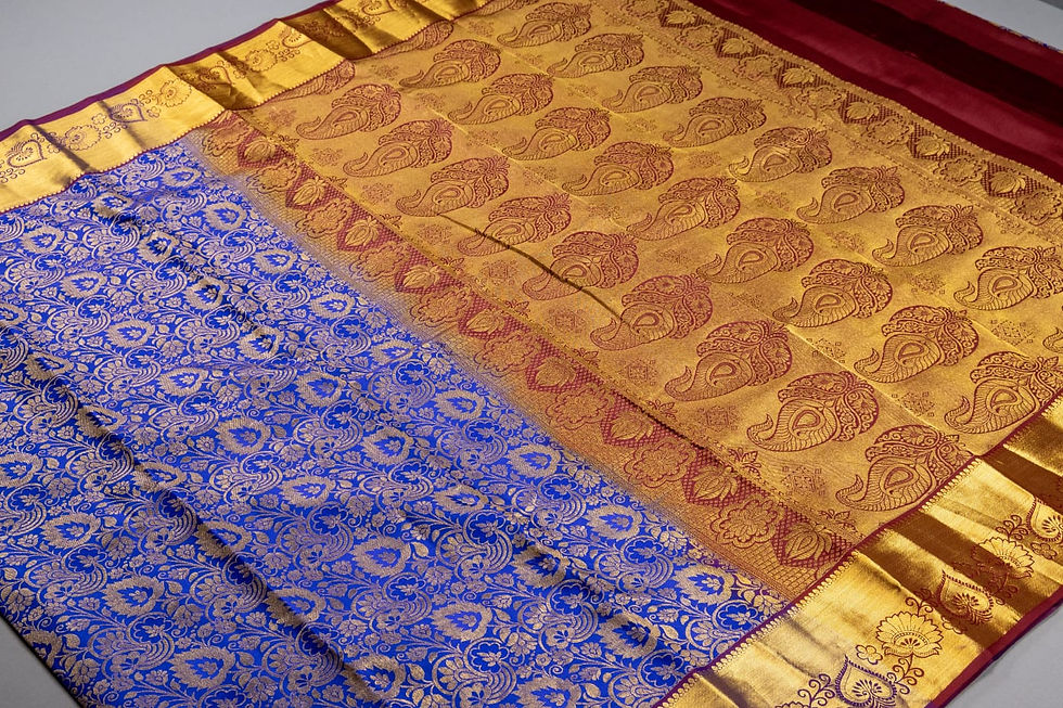 Thumbnail: 
Kanchipuram pure silk saree in Royal blue 