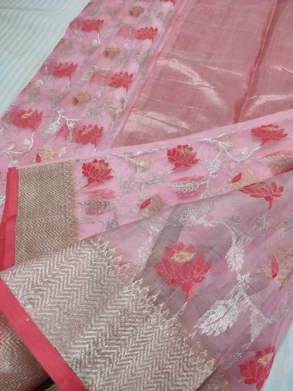 Thumbnail: PURE CHANDERI Katan silk saree available now 
CODE14000CHAN

#installmentavailab