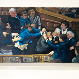 "Brawl for Power"- oil paint, 90x150cm