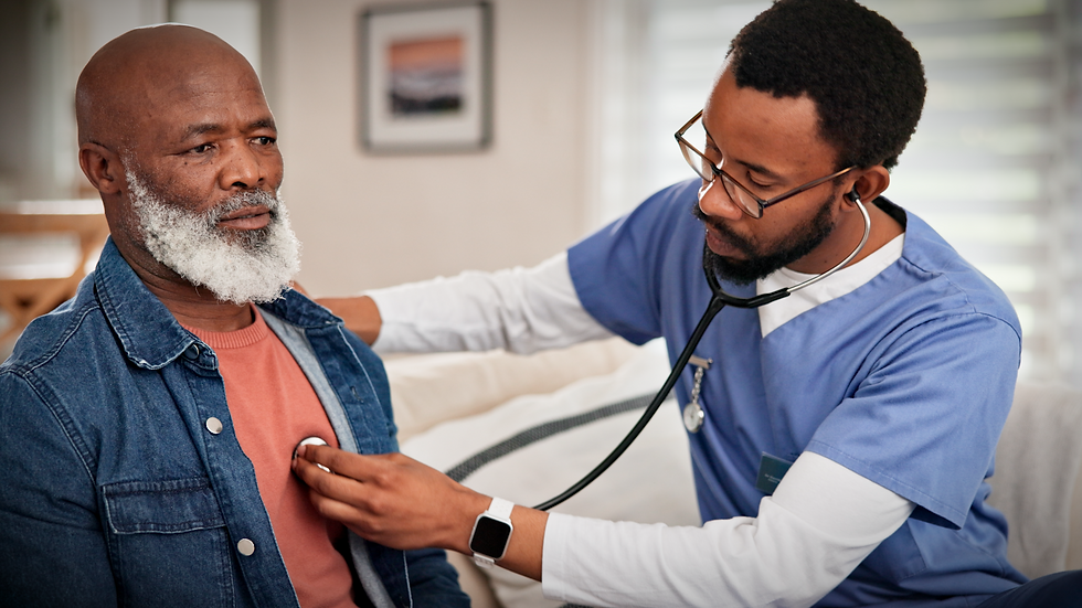 Registered nurse caring for an elderly patient at home in Johannesburg