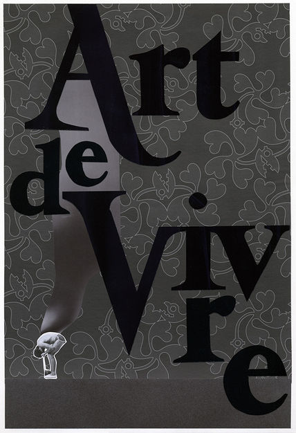 A male gymnast is dwarfed under the series title 'Art de Vivre' in a collage of cuttings and photographic vintage prints by Paolo Giardi.