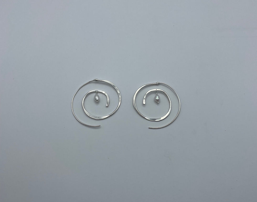 Spiral and Pearl Earrings