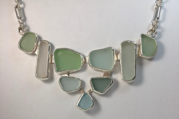 Puerto Rican sea glass, sterling silver necklace