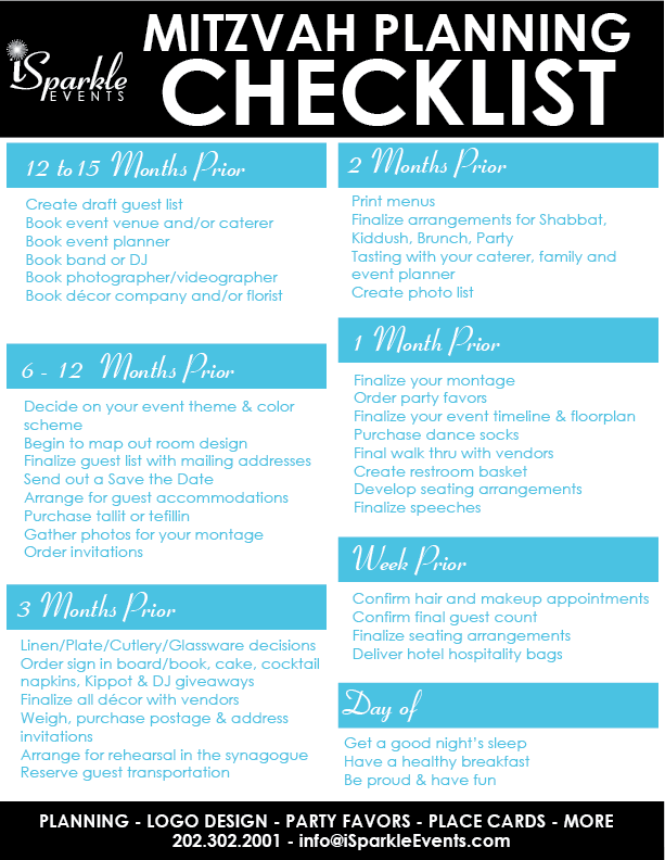 mitzvah planning checklist isparkleevents event planning checklist