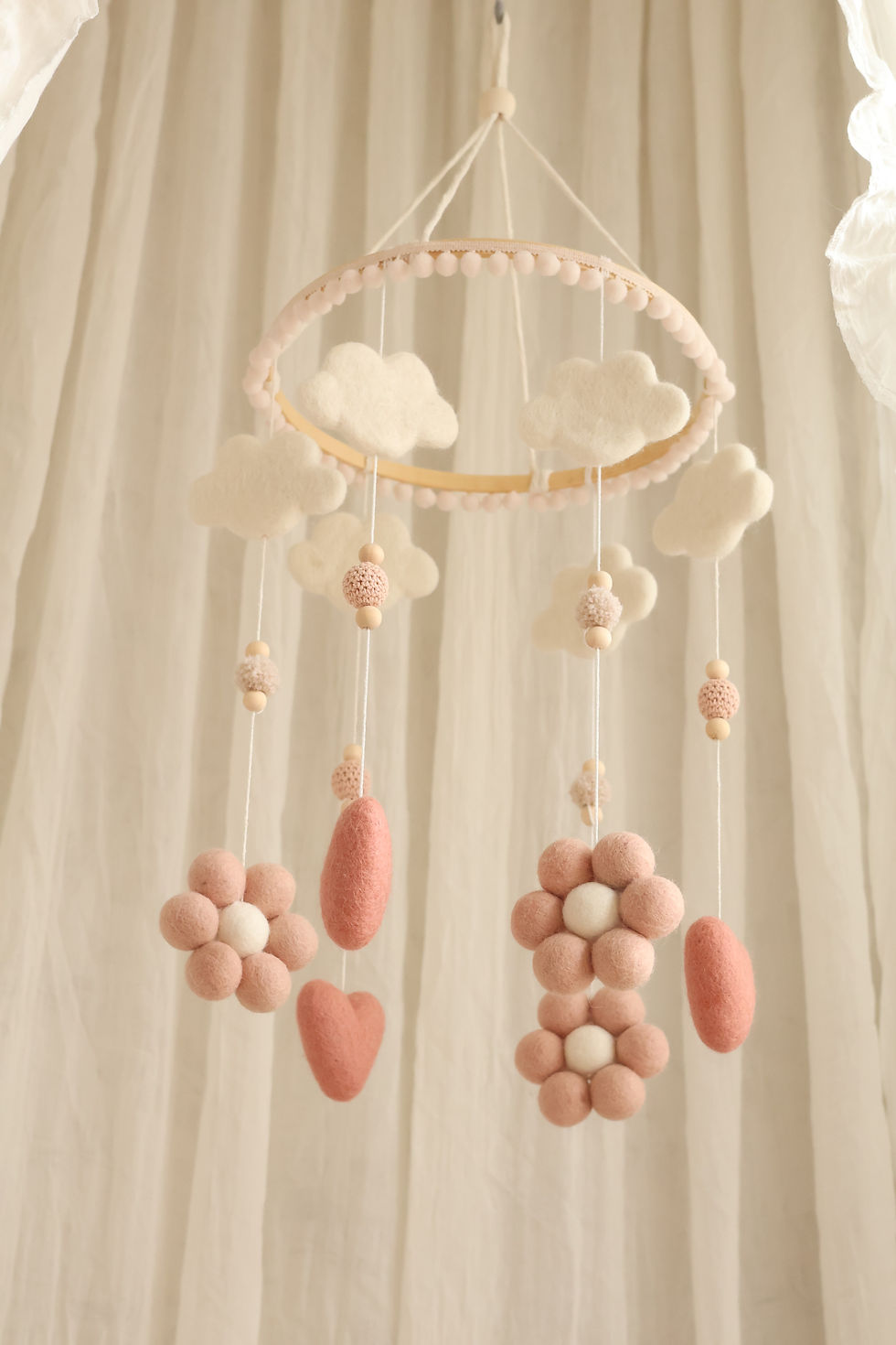 Thumbnail: Complete Baby Mobile Set - Daises Soft Pink 