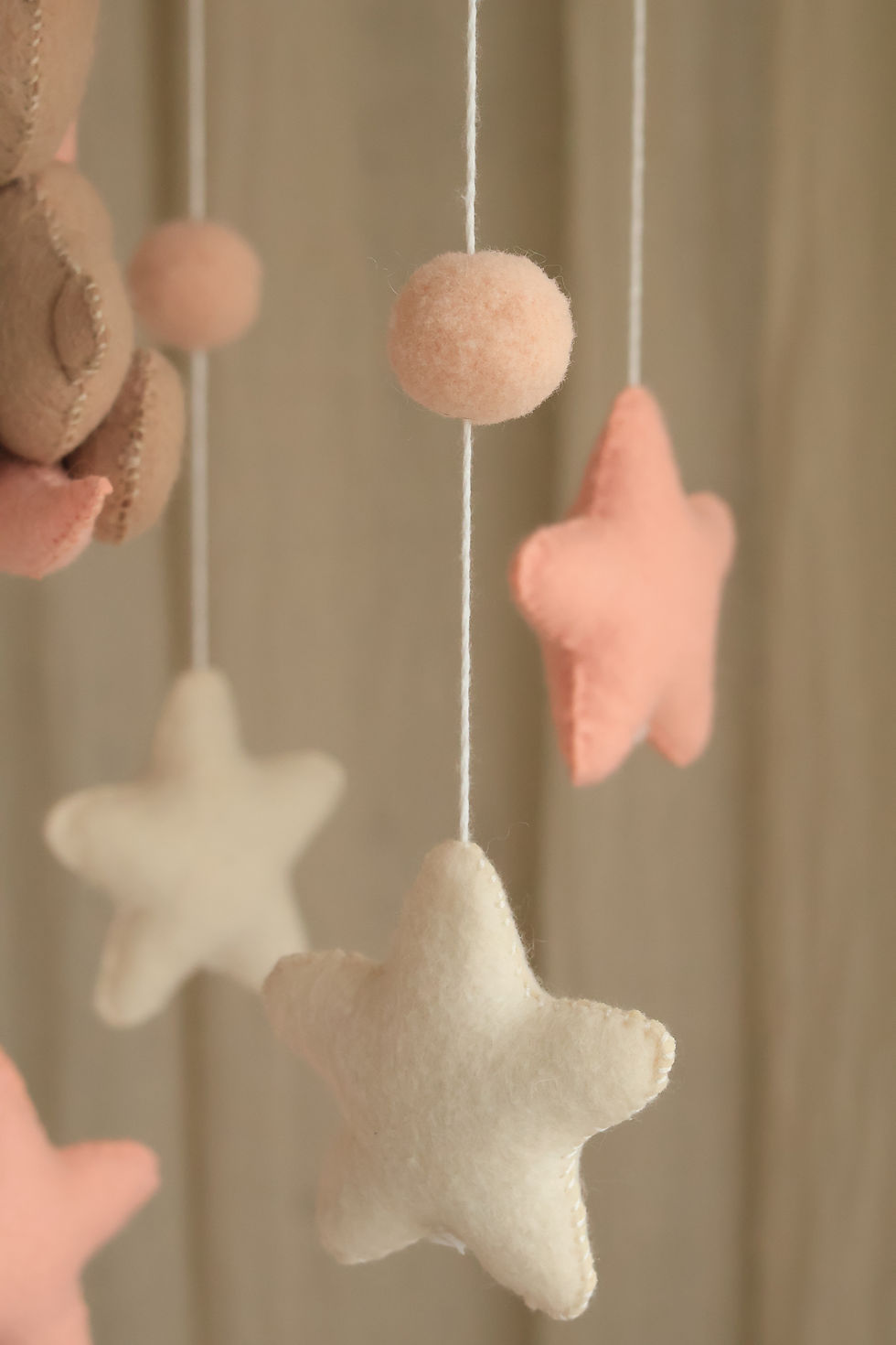 Thumbnail: Complete Baby Mobile Set - Teddy Pink