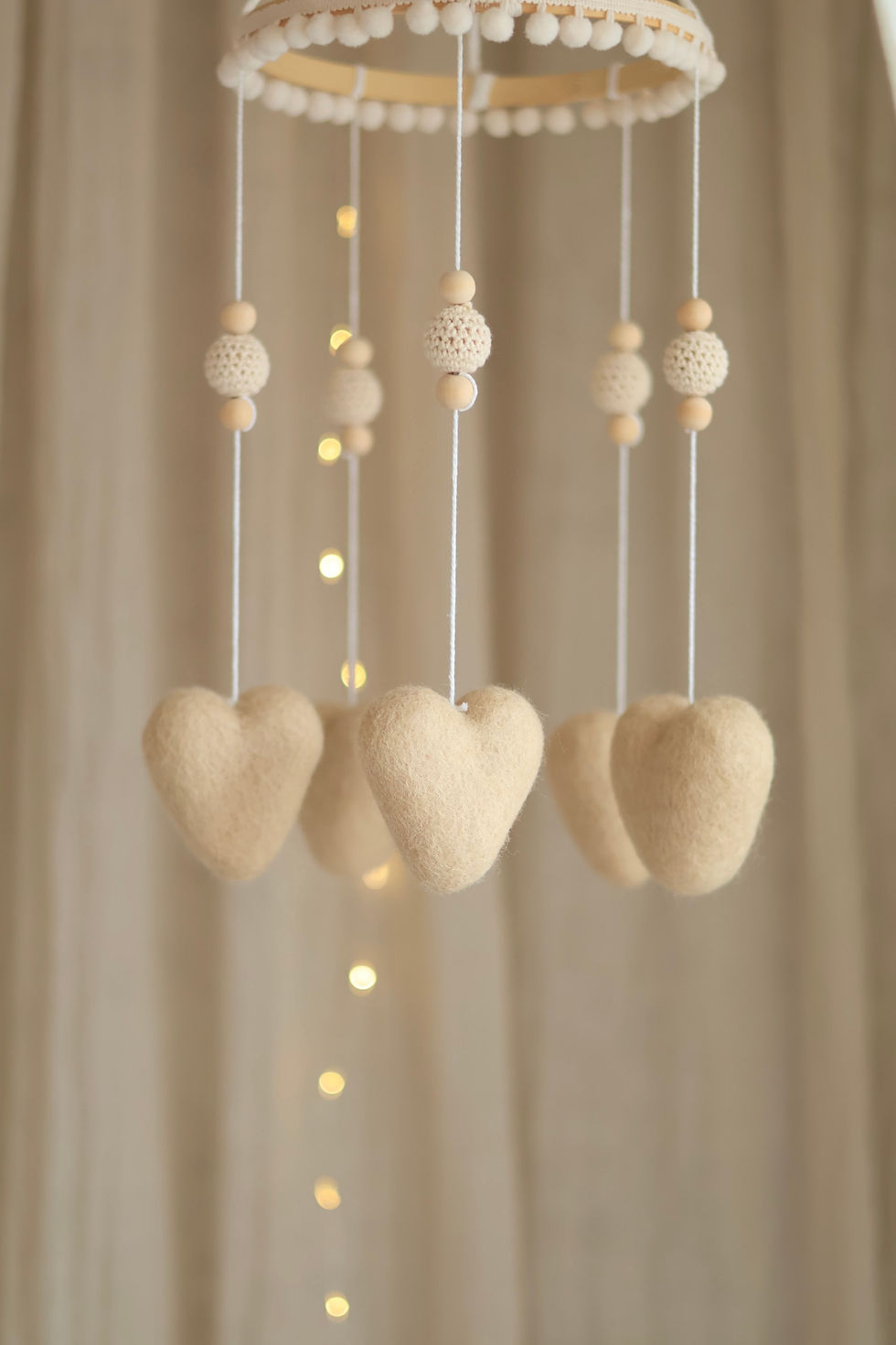 Thumbnail: Baby Mobile Hearts - Beige