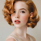 Woman with vintage curls and makeup